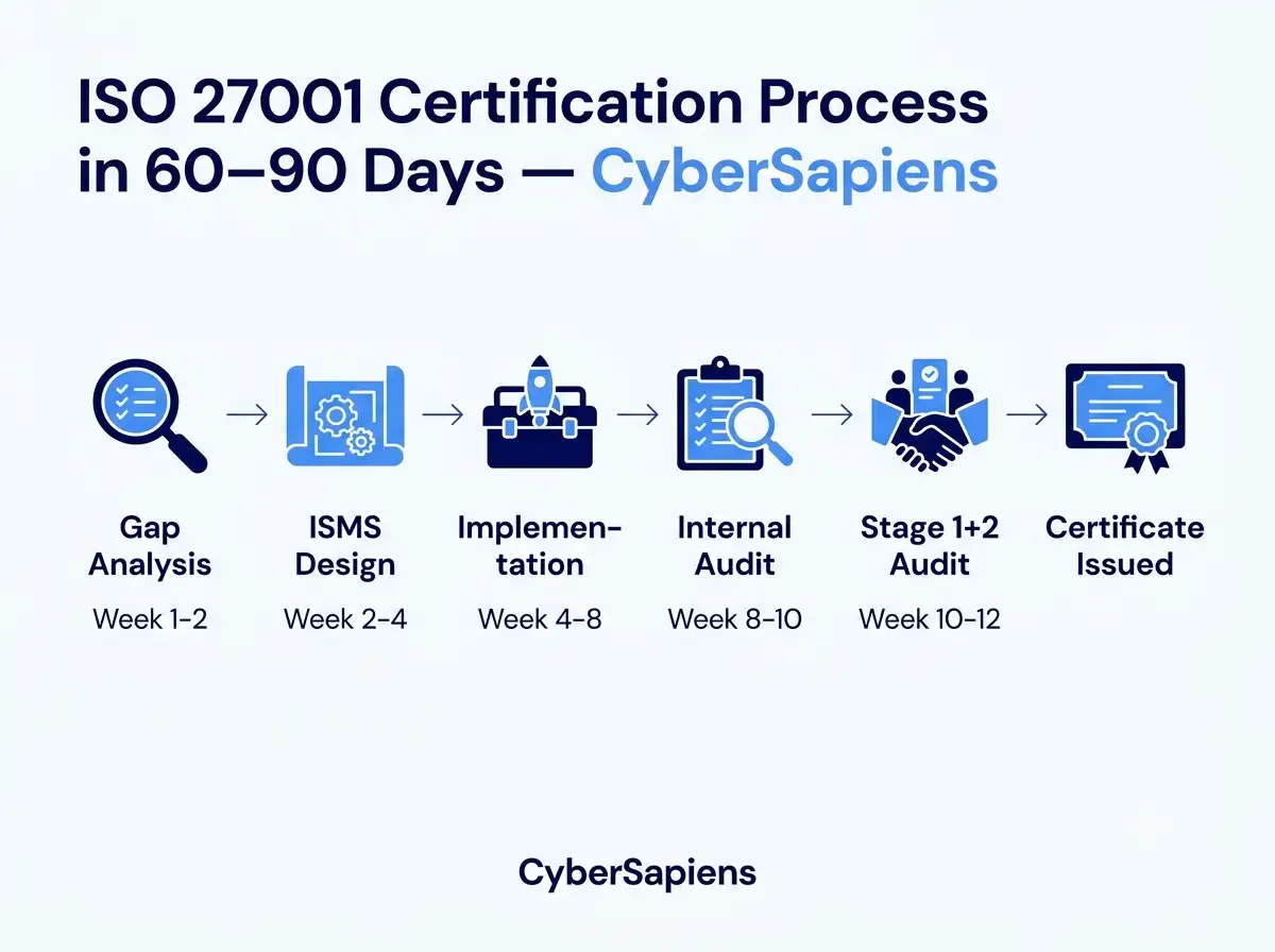 ISO 27001 certification process in 60–90 days by CyberSapiens Australia