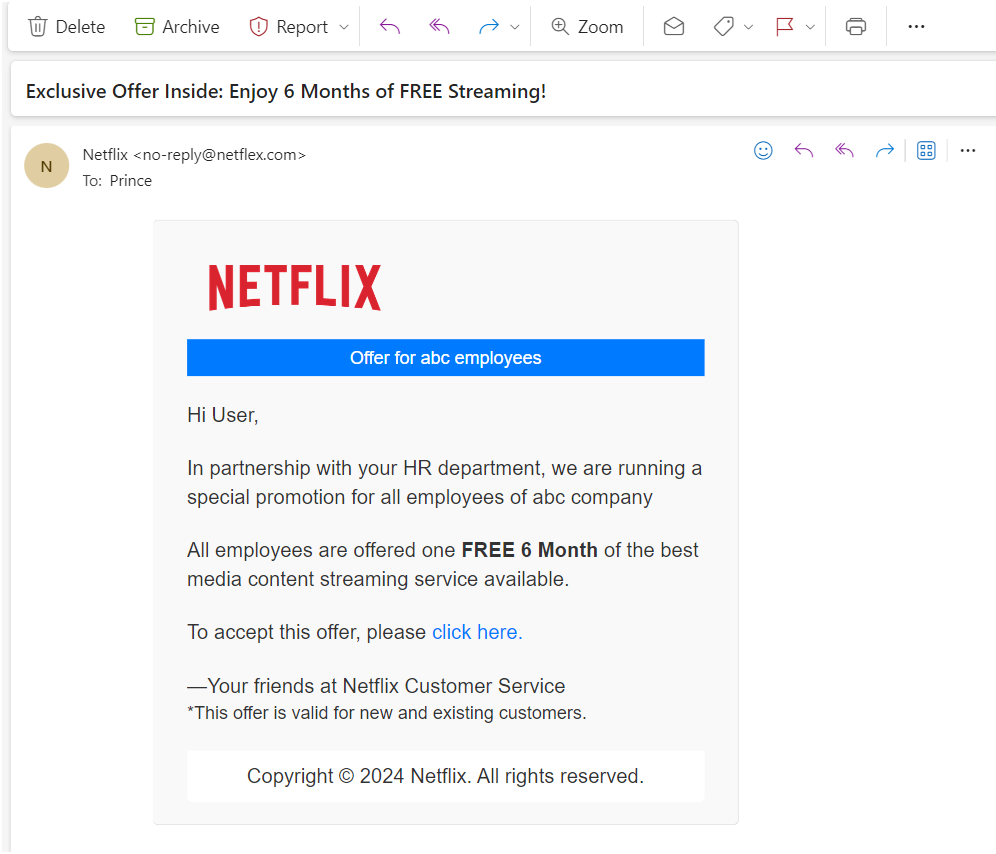 netflix phishing email example