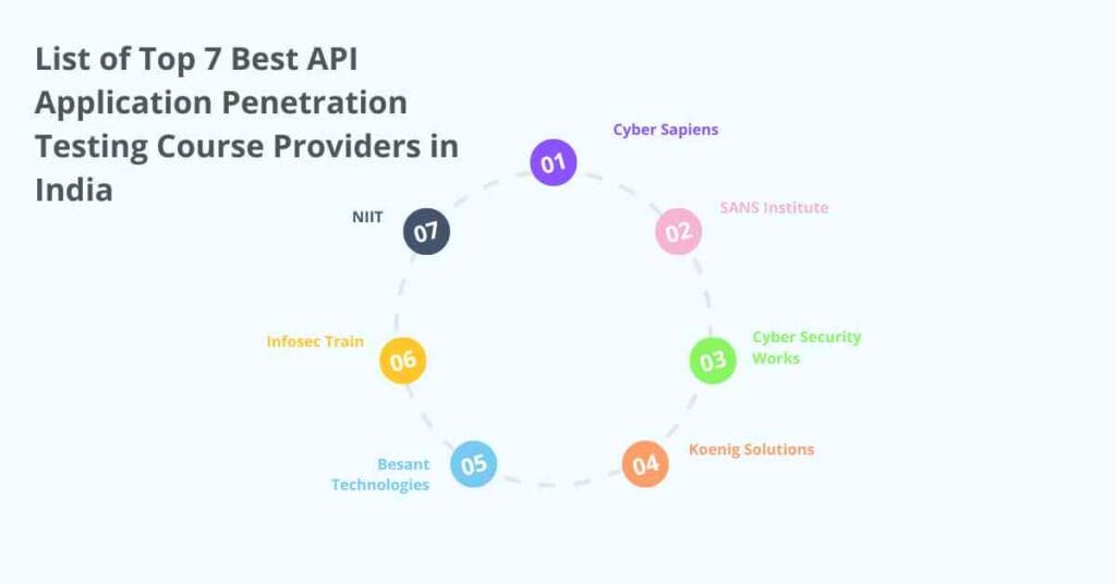 list of top 7 best api application penetration testing course providers in india