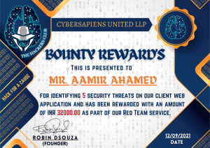 Bounty rewards - CyberSapiens