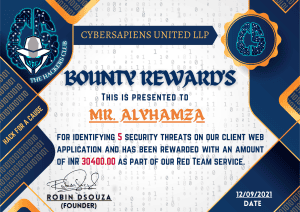 Bounty rewards - CyberSapiens