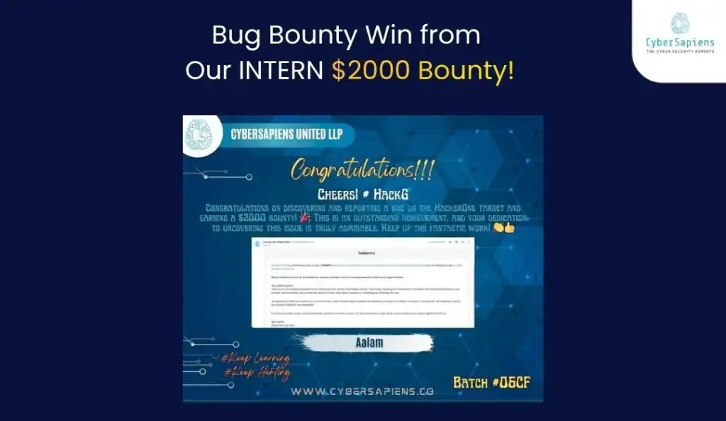 Bug Bounty Win from
 Our INTERN
