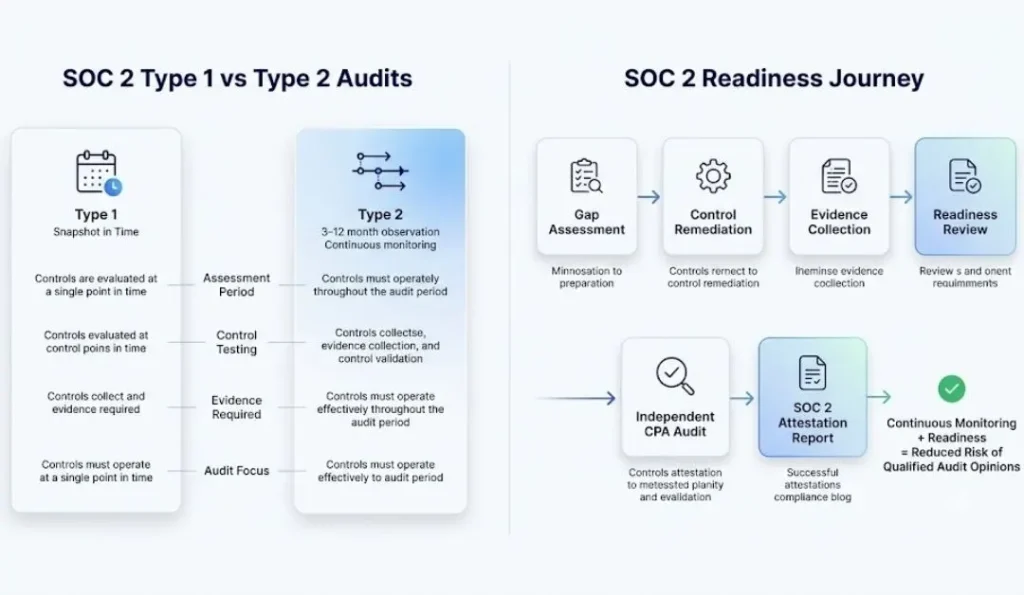 Type 1 vs Type 2 & SOC 2 Readiness Journey -  Why SOC 2 Audit Failure Happens